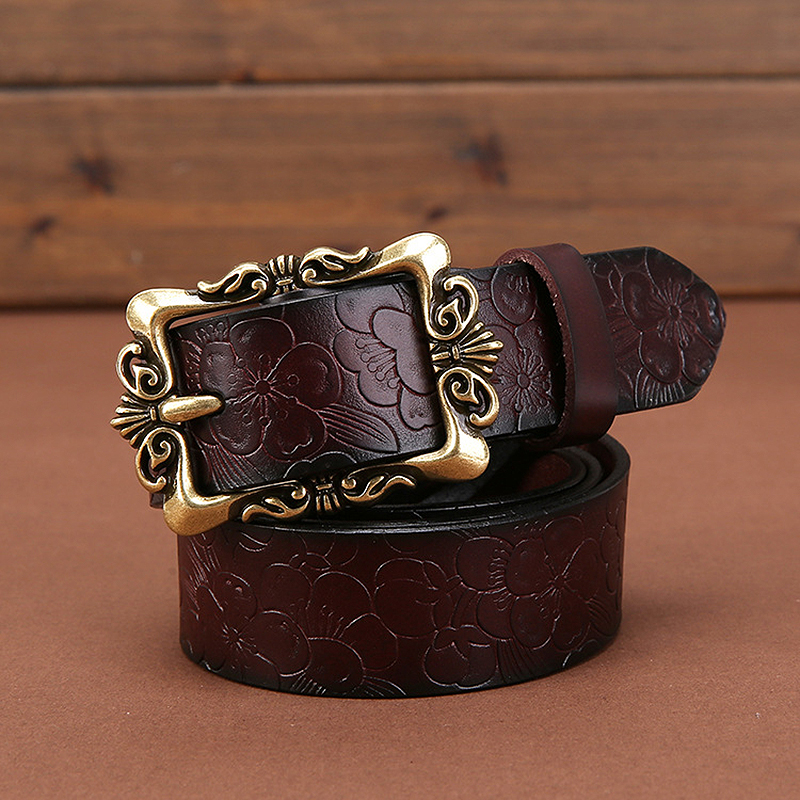 Women's Vintage Floral Carved Belt