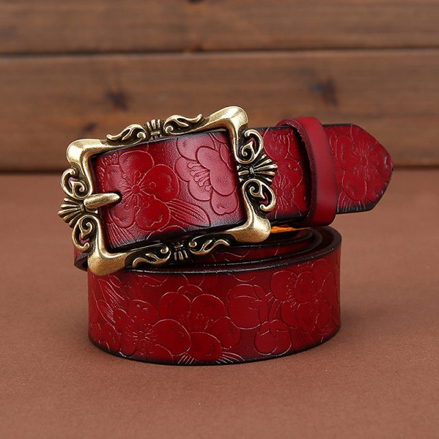 Women’s Vintage Floral Carved Belt