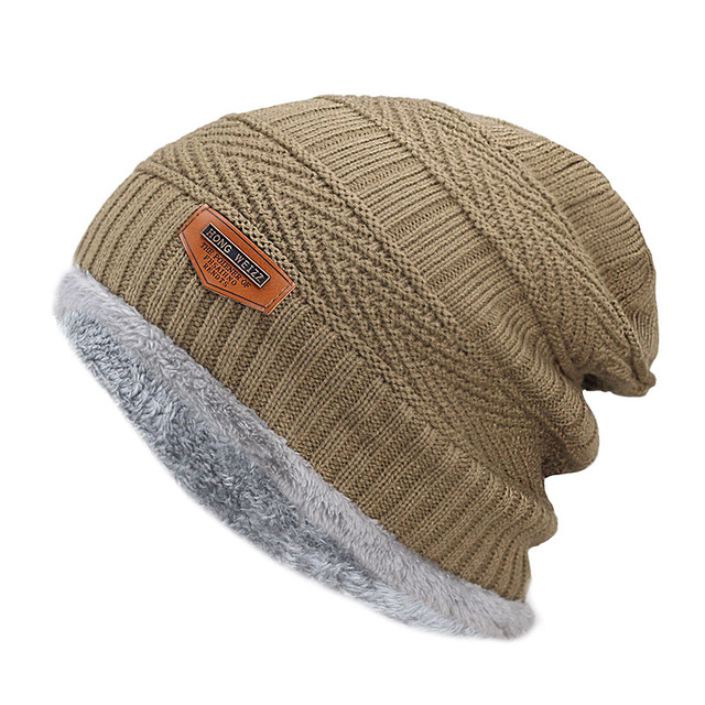 Warm Knitted Men’s Beanie Hat with Thick Lining