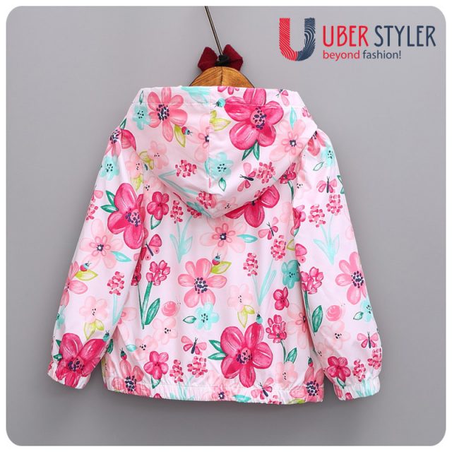 Girl’s floral fox hooded jacket