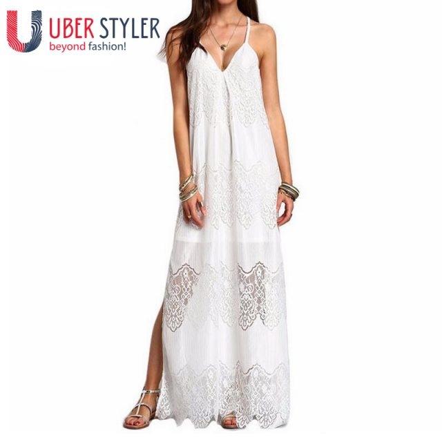 Bikini Cover Up Dress Solid Lace